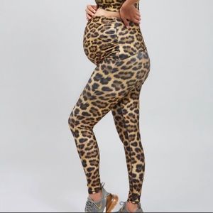 NWT Terez Leopard Maternity Squad Leggings, Sz S